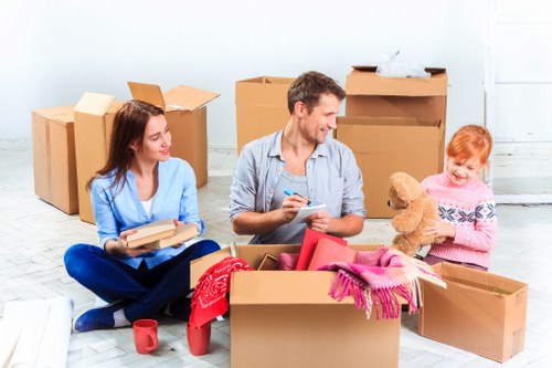 Packed boxes and furniture ready for house removals in Sutton