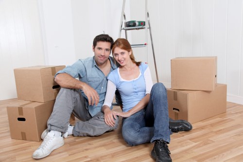 Packed student belongings ready for transport in Sutton