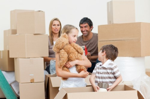 Packed student belongings ready for removals in Sutton